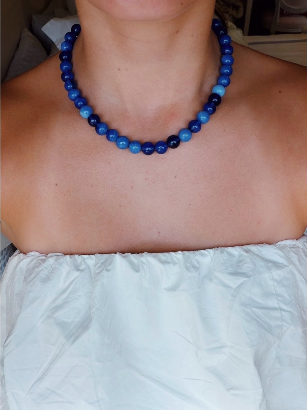 Navy Glass Beaded Necklace!